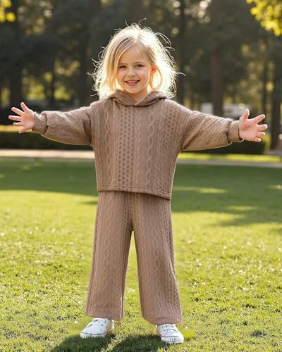 Image of fioukiay Toddler Girls Casual Sweatsuit Pullover Hoodie Sweatpants Outfits