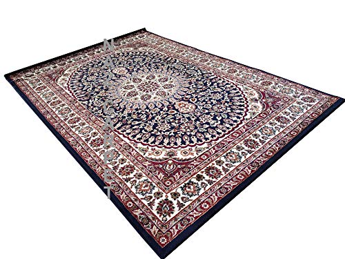 Image of Kashmiri Traditional Woollen Carpet with Advanced 1 Inch Thickness & Classical Look 240x335cm (8x11 Feet) Color Blue