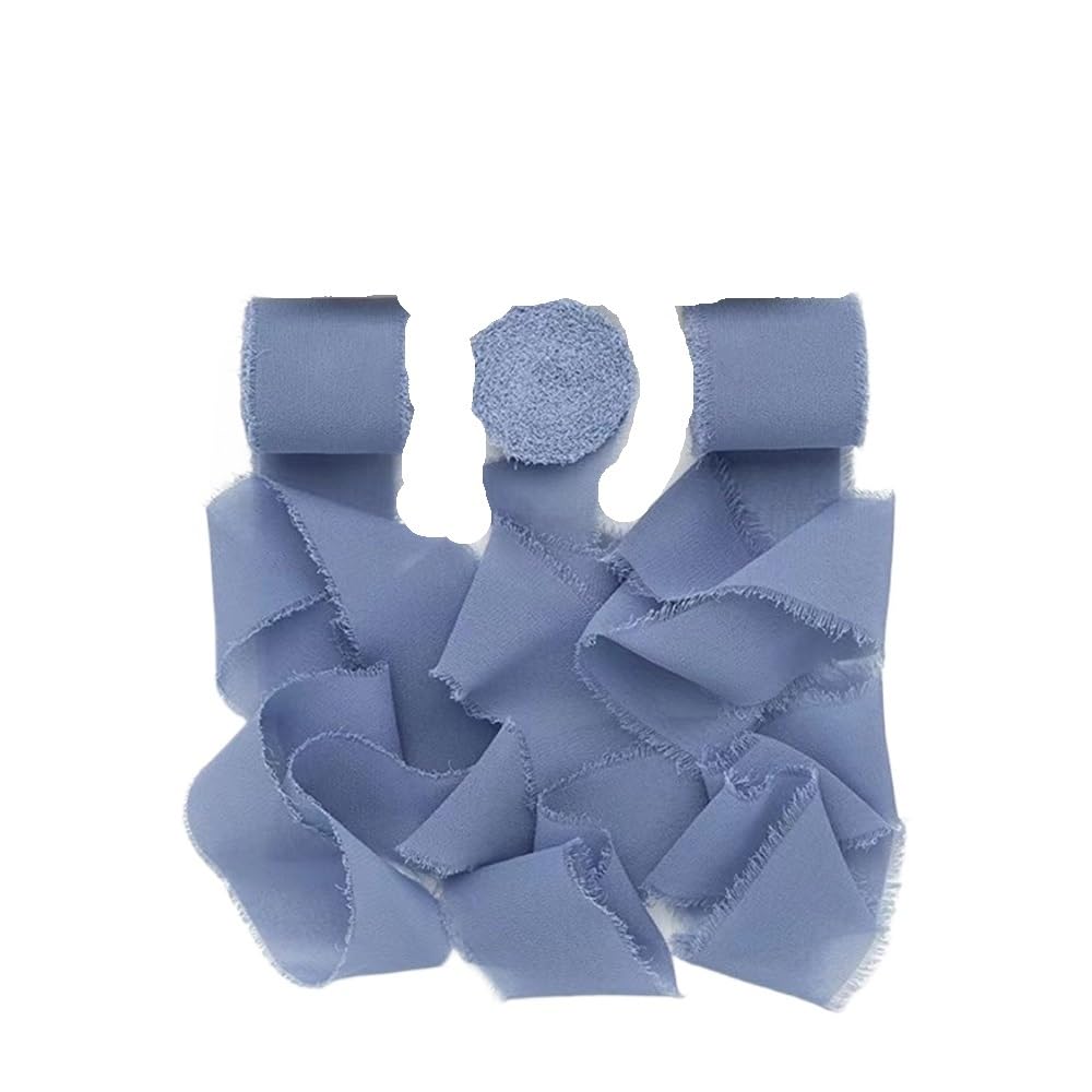 Ruban mousseline de soie effiloché fleuriste décoration bouquet loisirs créatifs (3 pièces)