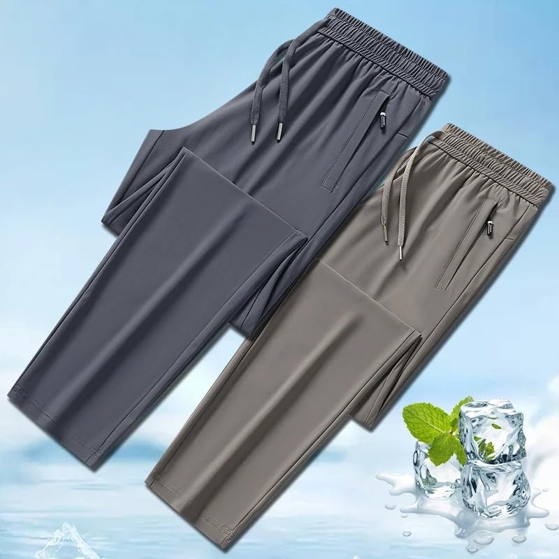 Men's Ice Silk Trousers Summer Thin Business Straight Leg Casual Pants2