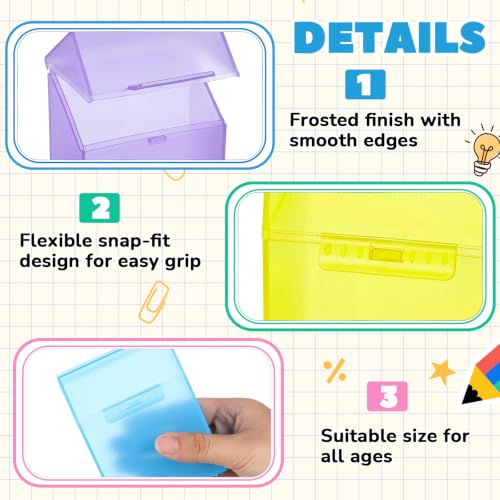 Image of Clabby 4 Pcs Clear Plastic Crayon Boxes Hold 24 Count, Pastel