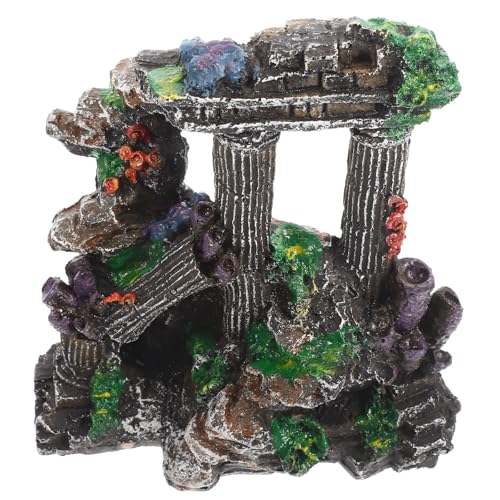 Lurrose Ornement Colonne en Résine Réaliste pour Aquarium, Décoration Paysagère Abri à Poissons, Ensemble Corail Bonsaï, Accessoire Polyvalent pour Aquarium