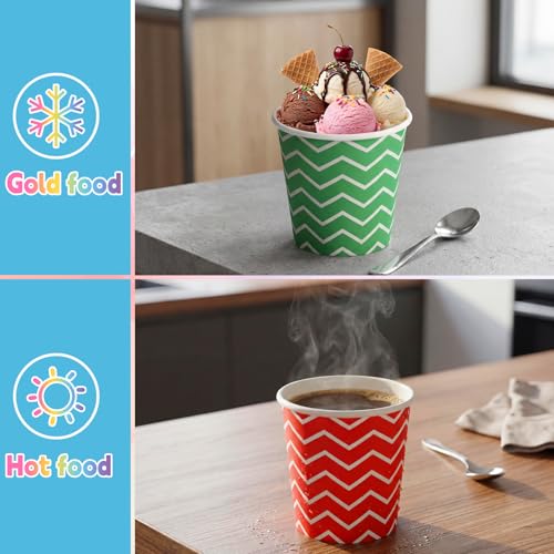 Image of Zeyune 500 Pack 5 oz Ice Cream Cups Disposable Bulk Ice Cream Sundae Bowls Paper Dessert Snack Frozen Yogurt Cups for Hot or Cold Food Wedding Baby Shower Birthday Bar Party Supplies, 10 Colors