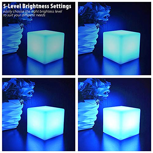 Mr.Go 10-inch 25cm Rechargeable Color Changing LED Light Up Cube, 16 RGB Colors, 5 Level Dimming, Fun Romantic Mood Lamp Night Light Super Sturdy & Lightweight Waterproof for Indoor Outdoor Use