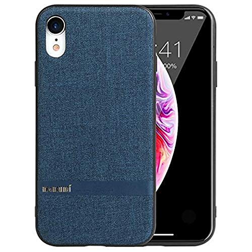 Memumi Apple iPhone Xs Max Case | Official Series Blue Canvas Fabric Back Cover | Classic Design | Shockproof & Drop Protection | Hard Back & Semi-Soft Bumper | Durable | Wireless Charging Compatible