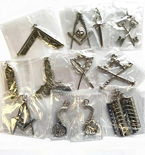 Masonic Blue Lodge Officer Collar Jewels Set of 12 (Silver)