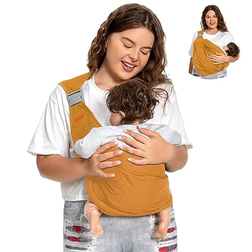 Image of Shiaon Baby Sling Carrier, Baby Carrier Newborn to Toddler(7-45lbs), Toddler Carrier with Safety Buckle, One Shoulder Adjustable Shoulder Strap, One Size Fits All, Orange