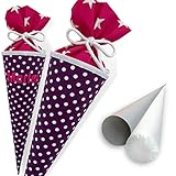 windeltou Hochwertige Stoffschultüte, Zuckertüte in ROSA | Start deiner Kreativität | Ideal zur Gestaltung mit eigenen Plotter- oder Bügelbildern (Lila, 35 cm)