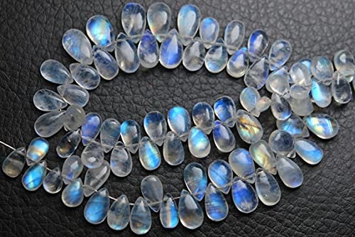 LKBEADS 7 Inch Strand, st,BLUE Flashy RAINBOW Moonstone Smooth Pear Shape Briolettes,9-10mm Size,