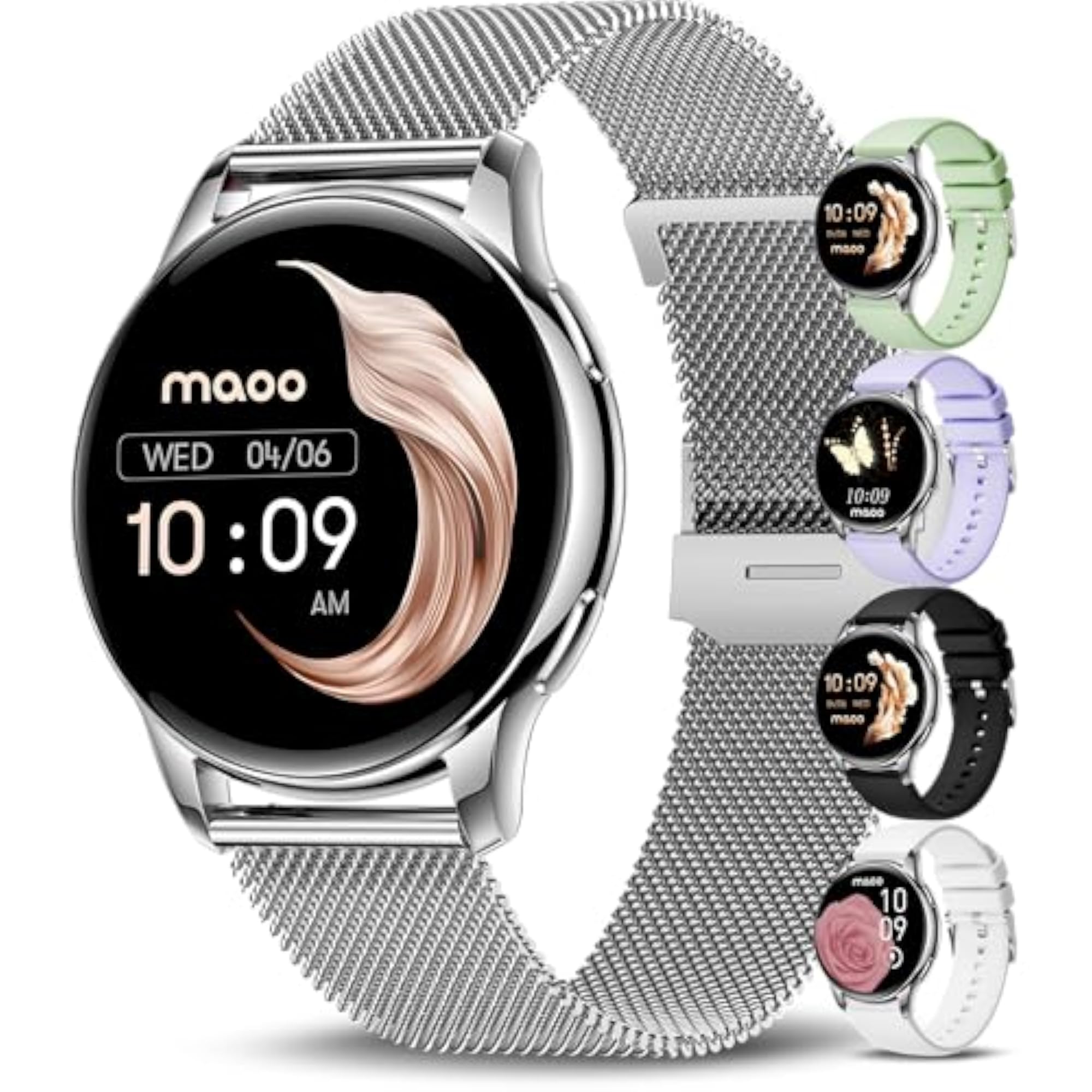 Ventura AMOLED Smartwatch for Women with Stainless Steel Strap