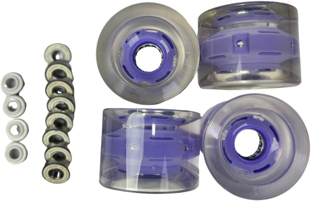 70MM 78A Ghost LED Longboard Wheels. Light up Wheels Make it Fun to Ride in The Dark, Watch Them Light Up and Glow! ABEC-7 Ghost Bearings. See Through Light Up Wheels. (Purple)