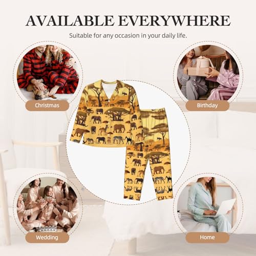 Pyjama animaux africains noir en polyester-élasthanne doux taille L - 7