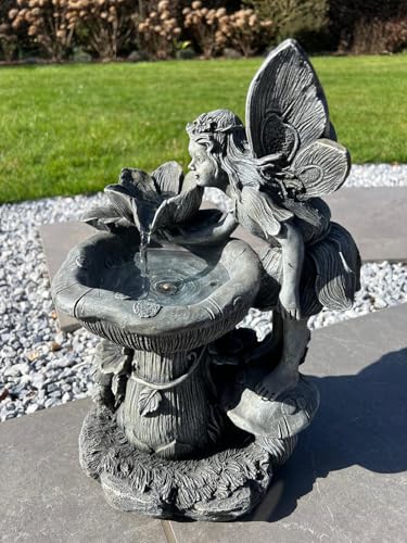 allpondsolutions Solar Powered Fairy Water Fountain with LED Lights – Fairy & Water Lily Garden Water Feature, 43 cm Decorative Solar Garden Fountain Ornament, Fairy Garden Décor