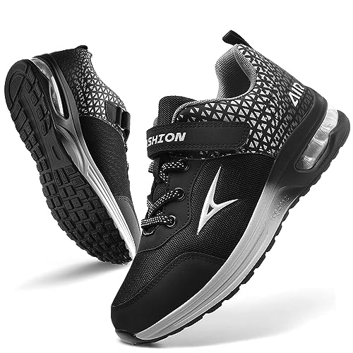Image of ASHION Boys Trainers Kids Sneakers Running Shoes Girls Tennis Walking Arch Support Lightweightreathable Sport Athletic,Silver,4.5 Big Kid