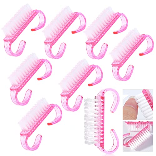 10 Pcs Handle Grip Nail Brush, Fingernail Scrub Cleaning Brushes for Toes and Nails Cleaner, Random Color Nail Art Manicure Pedicure Soft Remove Dust Plastic Cleaning Nail Brushes File Tools Set