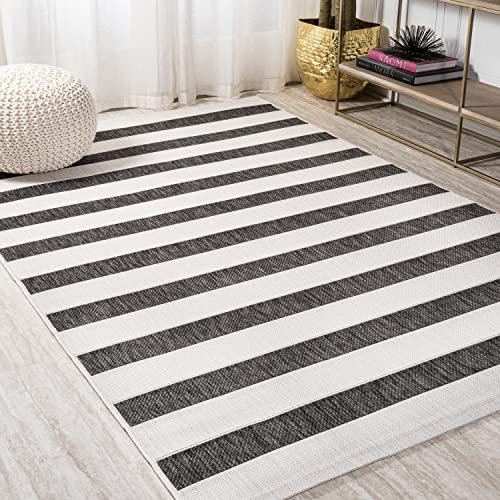 JONATHAN Y Wide Stripe Indoor Outdoor Area Rug 8X10 Black/Cream, Aveiro for Backyard, Patio, Porch, Easy-Cleaning, High Traffic, Pet-Friendly, Non-Shedding (SMB112B-8) - Image 7