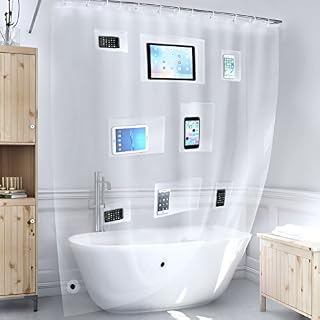 Better Than Bubbles Tech Friendly Clear Shower Curtain Liner with Pockets -