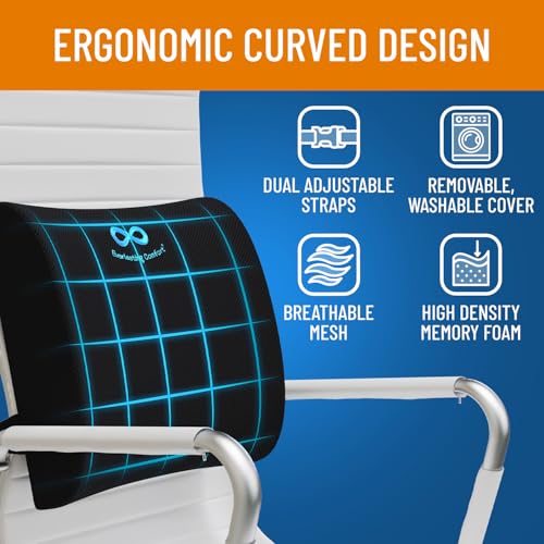 Everlasting Comfort The Original Lumbar Support Pillow - Improves Posture, Promotes Back Pain Relief - Superior Office Chair Back Support for Gaming and Desk Chairs - Lumbar Pillow for Car, Couch - Thumbnail 6