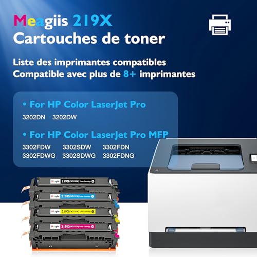 Toner HP 219X compatible 219A pack 4 couleurs pour Color LaserJet Pro MFP 3302 - 2