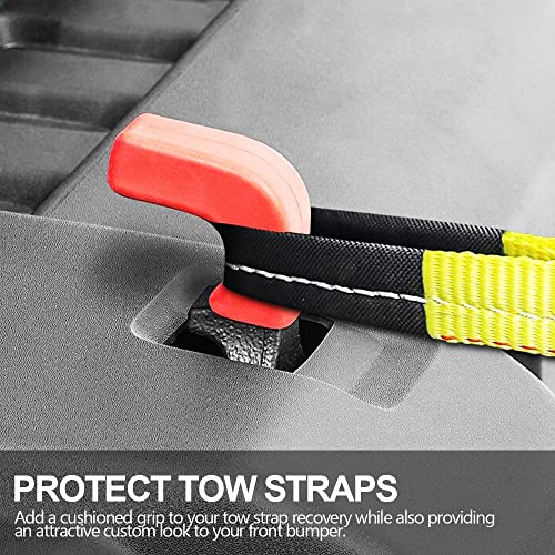 Bumper Tow Hook Covers For Jeep Wrangler, 2Pcs Painting Tow Hooks Straps Protector Fits Jeep Wrangler 4Xe, Jk, Jl, Tj, Gladiator Jt 2007-2023 Front Bumpers Accessories Cover And Protect Painted Hooks #TOP2