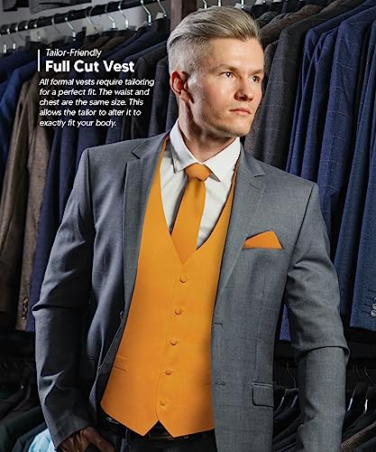 Solid Color Satin Suit Vest for Men Set of 4 - Vest, Tie, Bow Tie & Pocket Square (White Back)3