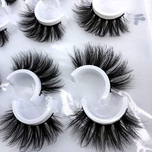 HBZGTLAD 5pairs/6 Pairs Fluffy False Eyelashes Natural Faux Mink Strip 3D Lashes Pack (MDF-15)