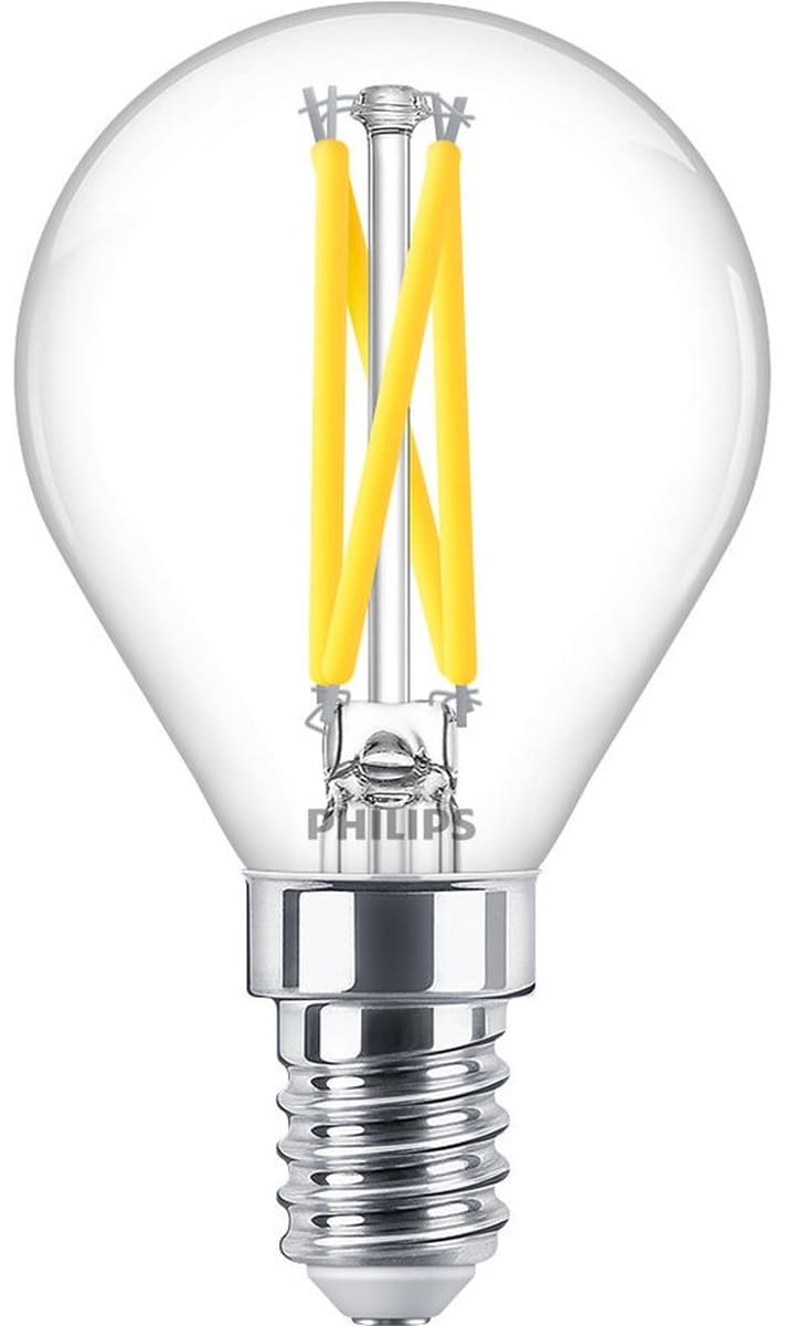 Philips LED Classic E14 WarmGlow Lamp, 25 W, Teardrop Shape, Dimmable, Clear, Warm White