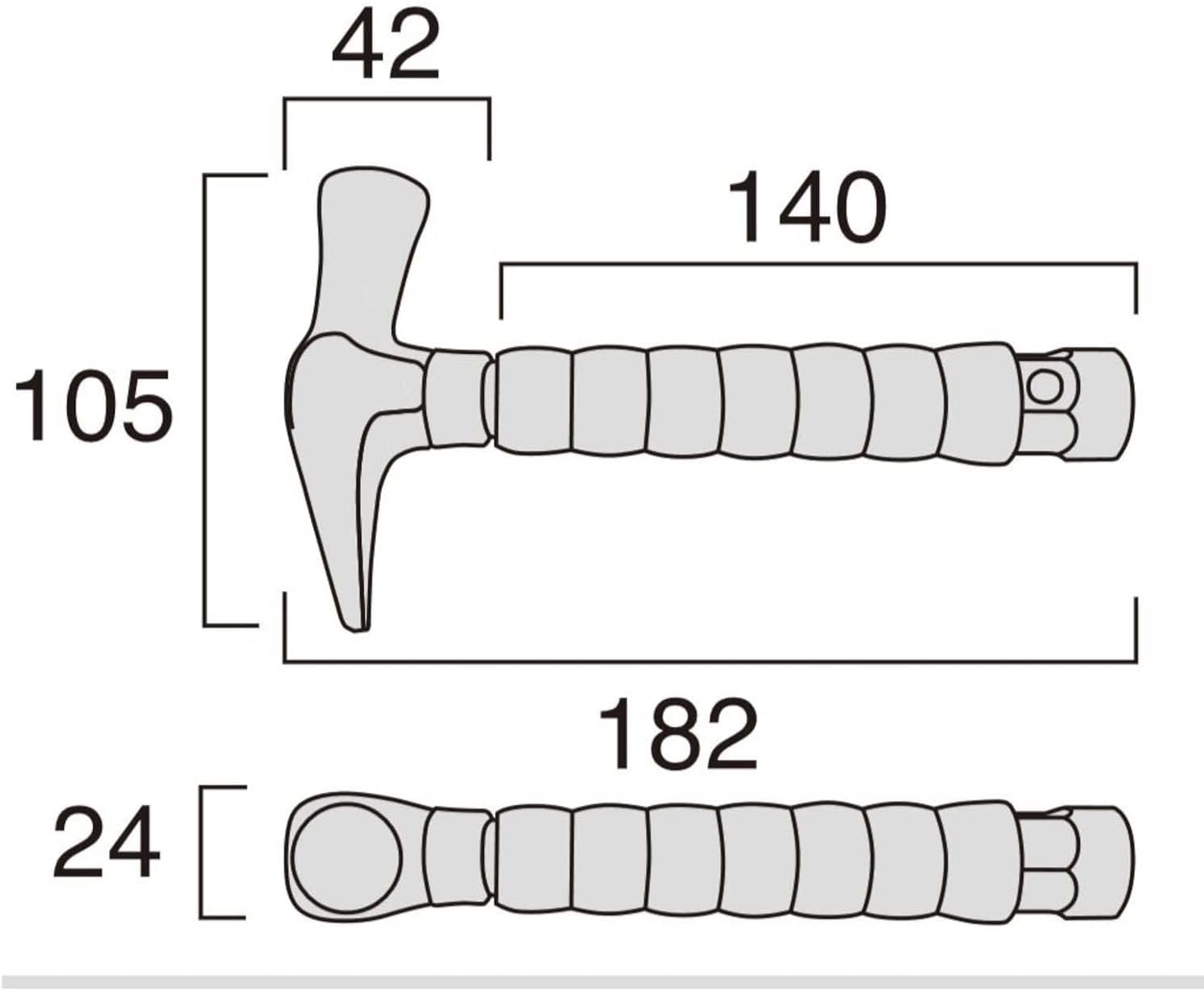 Fujiya HT17P-185 Penetrating Pocket Hammer (All Screw Through Type), Small Type Fits Perfectly in Your Waist Bag, 7.3 inches (185 mm)