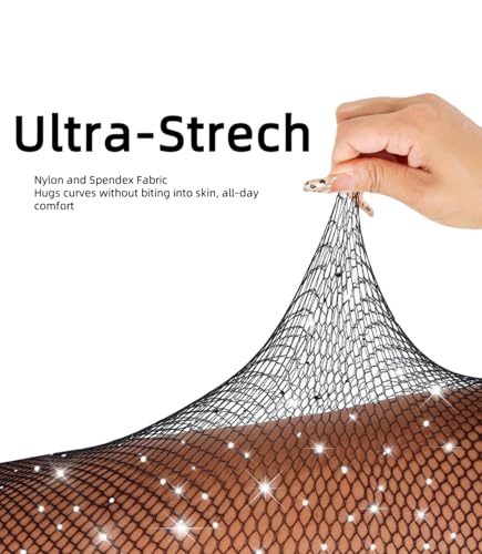 Sexy Jeweled Sparkly Diamond Fishnet Stockings High Waist Tights Shiny Rhinestone Sheer Pantyhose With Bling Crystals4