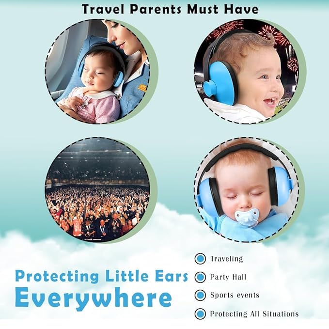 GRIHASTHA E-SHOP Baby Ear Protection Earmuffs - Noise Cancelling for Infants, Toddlers & Kids (0-3 Years) - Ideal for Sleeping, Airplanes, Concerts, Fireworks & More 1