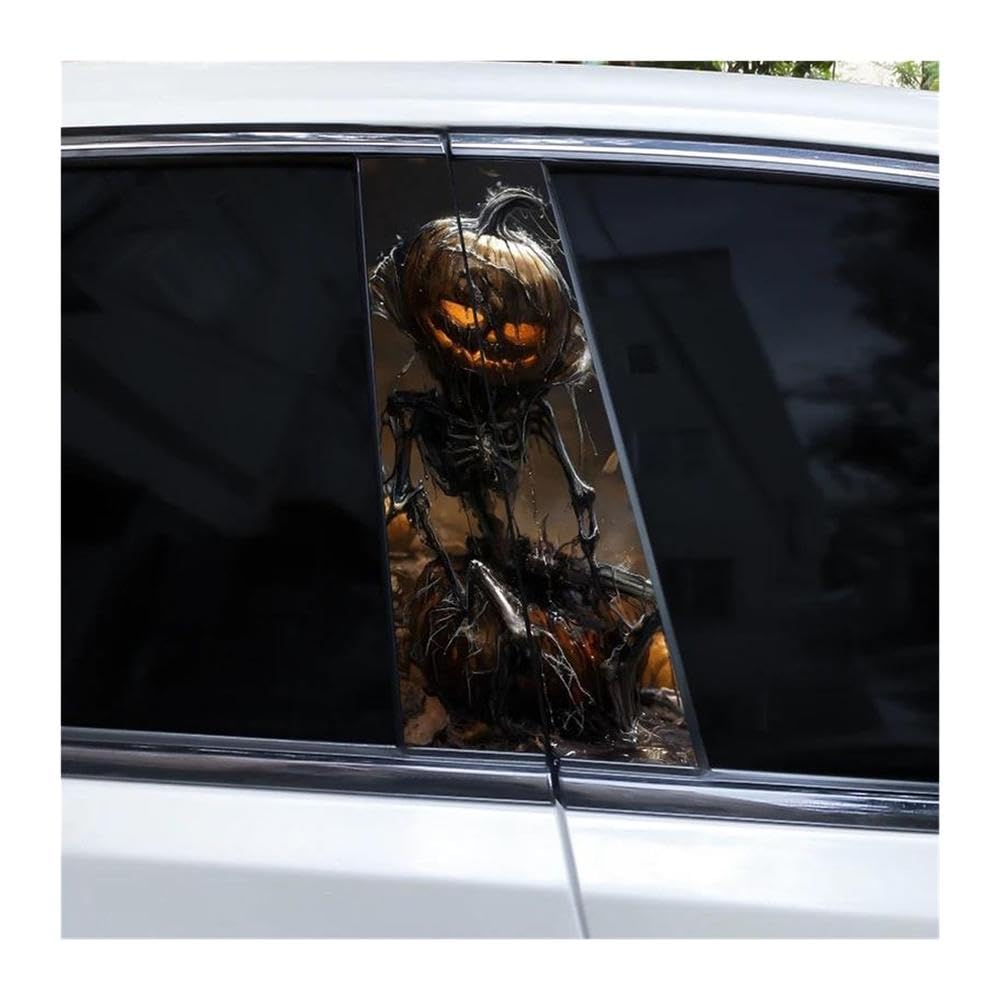 Decorative Items 2pcs Halloween Horror Pumpkin Stickers Car B-Pillar Stickers DIY Car Door Pillar Decoration Sticker(C)