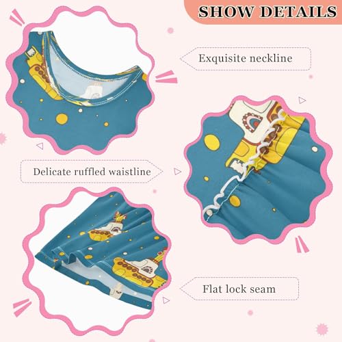 Boccsty Yellow Ducks Hearts Girls Dress Kids Toddler Casual Dresses Summer Dresses 2T-8T3