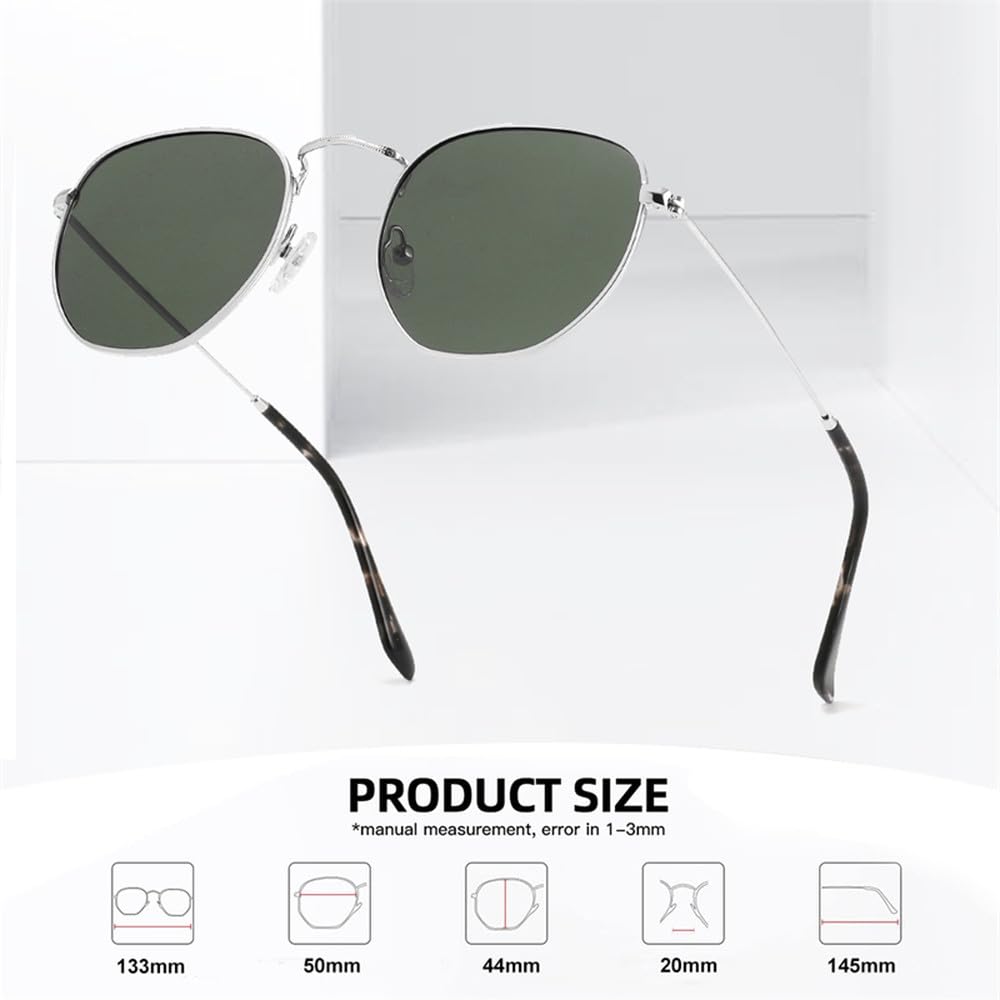 Gafas de sol polarizadas de moda para hombres y mujeres, modernas, cuadradas, hexagonales, de metal, con protección UV.
