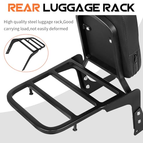 AUFER Detachable Black Rear Passenger Backrest Sissy Bar with Luggage Rack and Backrest Pad Compatible with for Rebel 250 CA250 CMX250 All Years - Thumbnail 4
