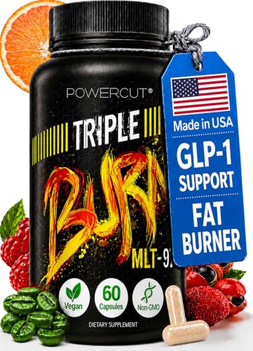 Triple Burn Weight Loss Pills for Women & Men Fat Burner GLP-1 Support Appetite Suppressant Diet Pills with Green Coffee Extract & Cayenne (60 Capsules)