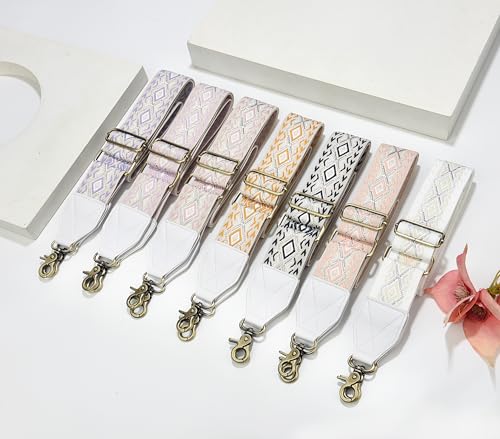 Image of LEMEDE Purse Strap,2 inch Leather End Shoulder Strap Adjustable Replacement,Retro Jacquard Multi-pattern Crossbody Bag Straps