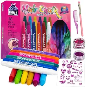 PURPLE LADYBUG 12 Colors Hair Chalk for Girls Washable Hair Dye - Birthday Gifts for Girl Ages 8-12, Temporary Hair Color for Kids, Tweens Teens for Halloween Party - Craft for Girls 6 7 8 9 10 11 12