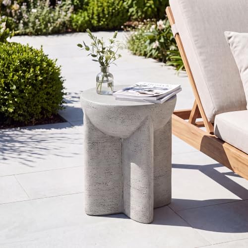 Image of COSIEST Outdoor Patio Side Table, Lightweight MgO Concrete Accent Table