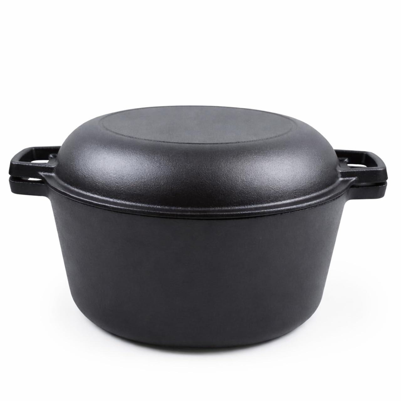 Forno olandese 2 in 1 pre-stagionato in ghisa – Casseruola da 5,2 l con coperchio per padella, versatile per cuocere al forno, cucinare e altro ancora
