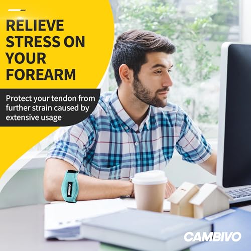 Image of CAMBIVO 2 Pack Tennis Elbow Brace Strap for Tendonitis, Lake Blue
