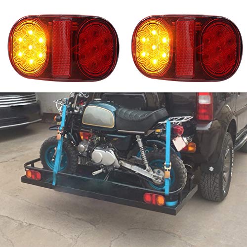 Car Store 2 pezzi LED rimorchio luci fanale posteriore, 12V fanale posteriore impermeabile indicatore Luminoso rimorchio con lampada Targa, per roulotte/camion/rimorchio/fanale posteriore/Barca