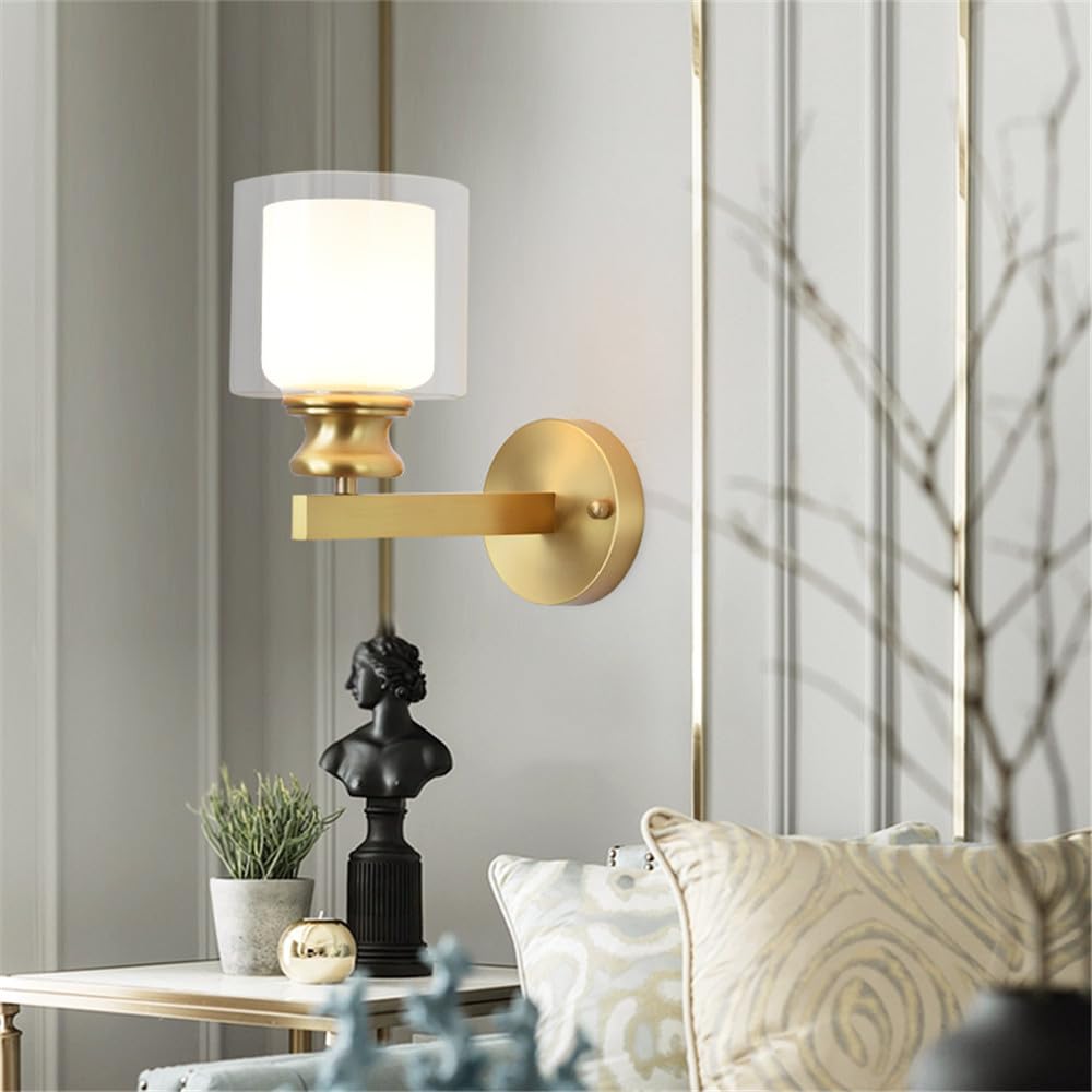 KBUUKYYXouy Brass Wall Lamp - Modern Art Light Fixture for Living Room, Bedroom, Study, Aisle, and Corridor(L 1 Light)