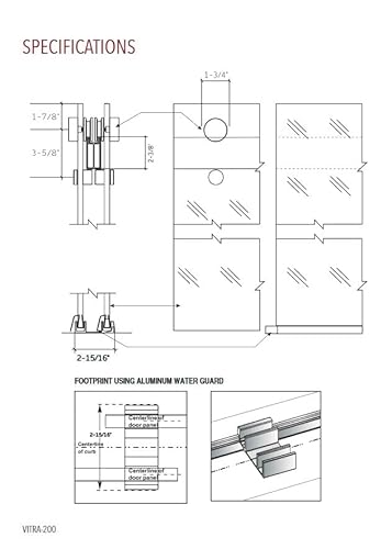 Eurotech Showers VITR5978-C Vitra-200 56.5-60 Inch W X 78 Inch H Twinglide Frameless Shower Door W/ 3/8 Inch Clear Tempered Glass thumb #8