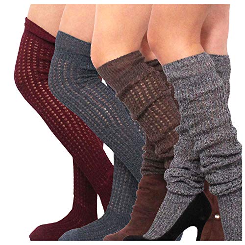 Image of Fashionable Cotton Slouchy Boot Socks for Women and Girls: Long Thigh Highs, Over-the-Knee Highs, and Knee Highs
