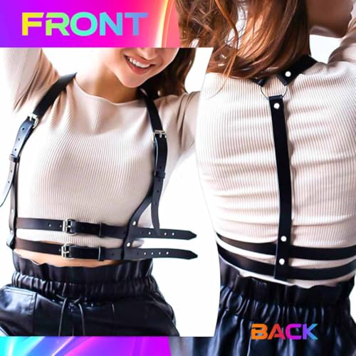 CLOACE Punk Leather Waist Belts PU Leather Adjustable Body Chain Belt Goth Halloween Body Accessories Jewelry for Women4