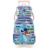 Kit de Mochila de Rodinhas e Lancheira Térmica do Stitch by Luxcel Ref.41532 (Azul)