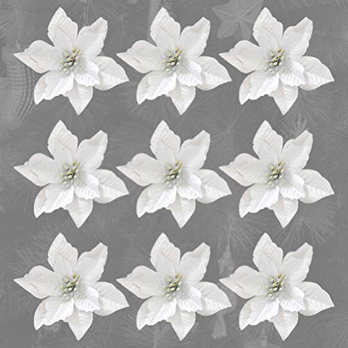 NUOBESTY 36pcs Christmas Poinsettia Flowers Artificial Glitter Flower Christmas Xmas Tree Ornaments for Home Bar Shop Decorations - Image 2