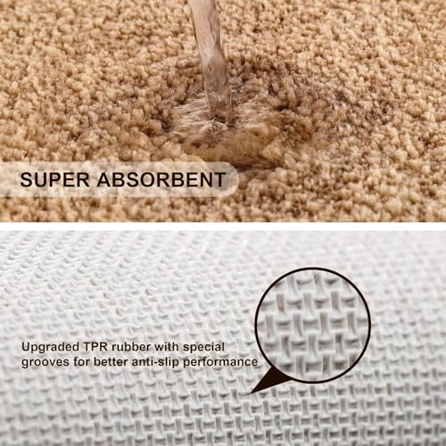 Image of HOWNICE Doormat for Bedroom,Bathroom,Kitchen,Living Room,Home Entrance,RoomMats,Foot Mats,Floor mat Main Door,Rug,Non Slip Mats,Door Mate,Fluffy,Door Mat,Door Matt (Bed Room Mat Gold /)