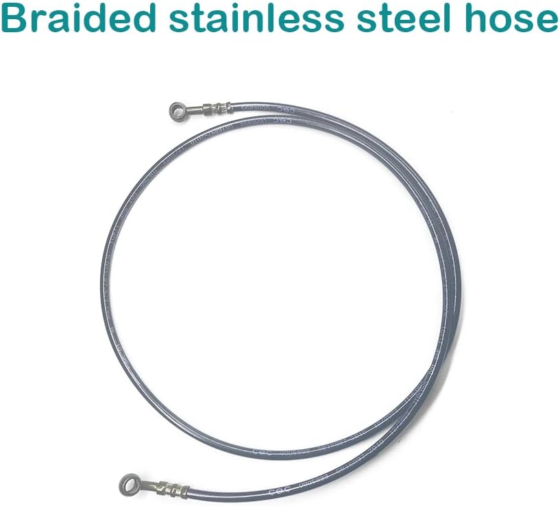 QYMOTO 61 Inch CK100-S Brake Hose Cable Hydraulic Brake Oil Hose Compatible with Co Leman CK100-S CK100 SK100 Go Kart Brake Cables Steel Braided Brake Line