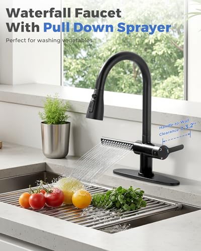 ARCORA Waterfall Kitchen Faucet with Pull Down Sprayer, Matte Black - image 2